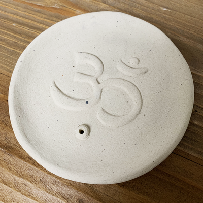 'Om' Ceramic Round Incense Holder