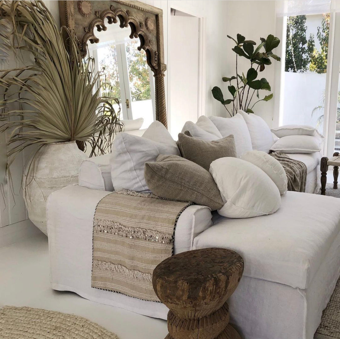 Senja : Linen Corner Sofa, White Right hand chaise