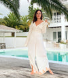 Rania Bamboo Silk Pants with Pattern-Cream