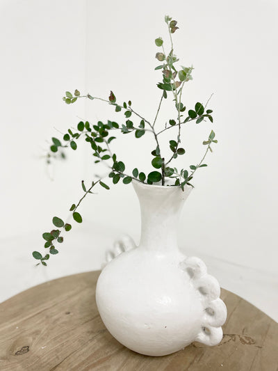 Terracotta Frill Vase White