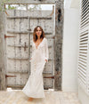 Imani Bamboo Silk Tie Dress-Cream