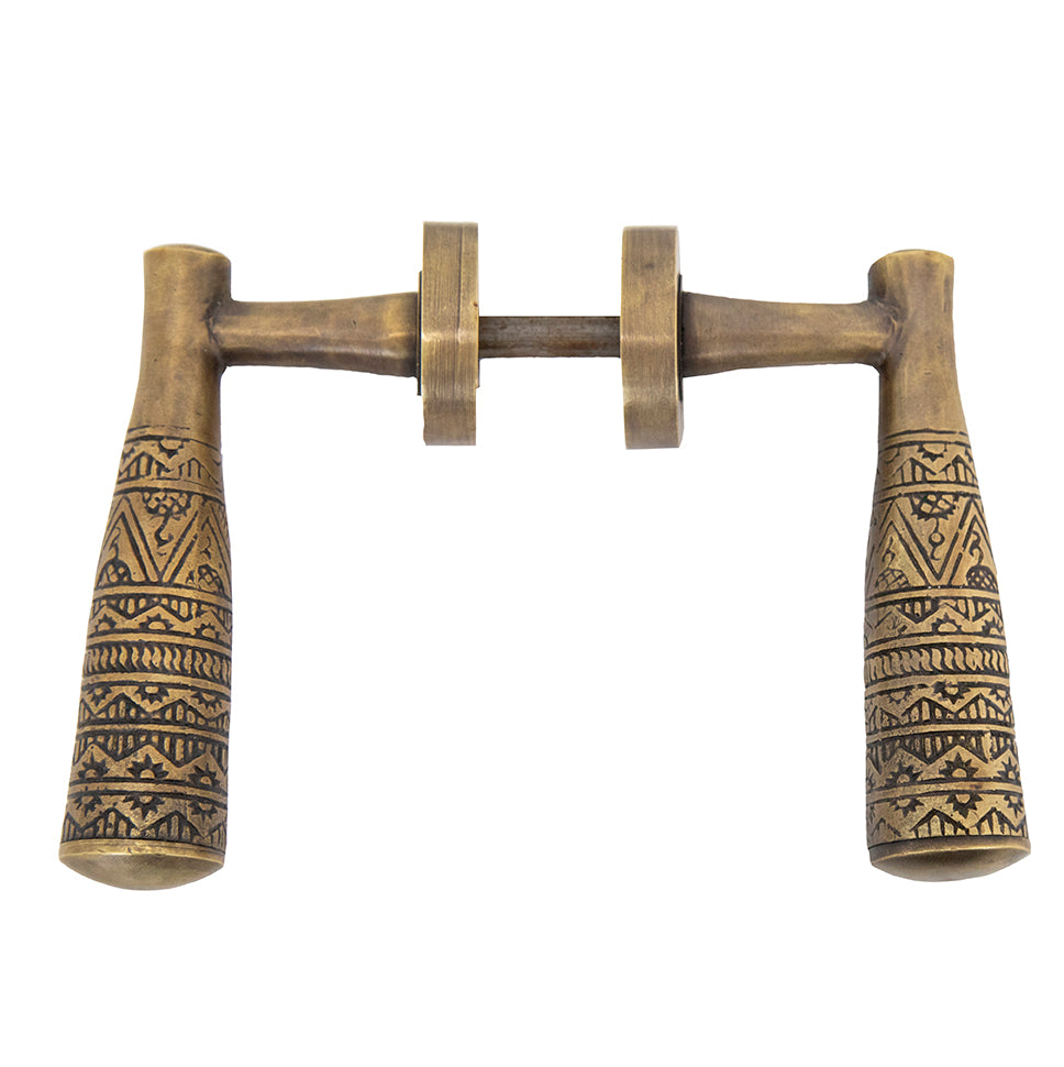 Somar : Carved Brass Door Handle Set