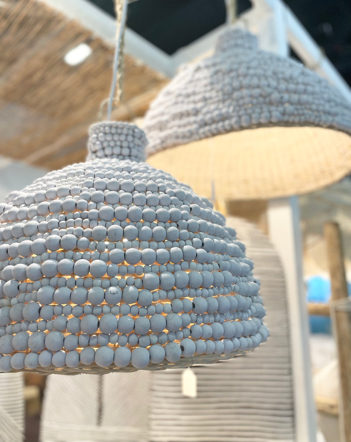 Cahya : Wooden Bead Pendant Light, Large