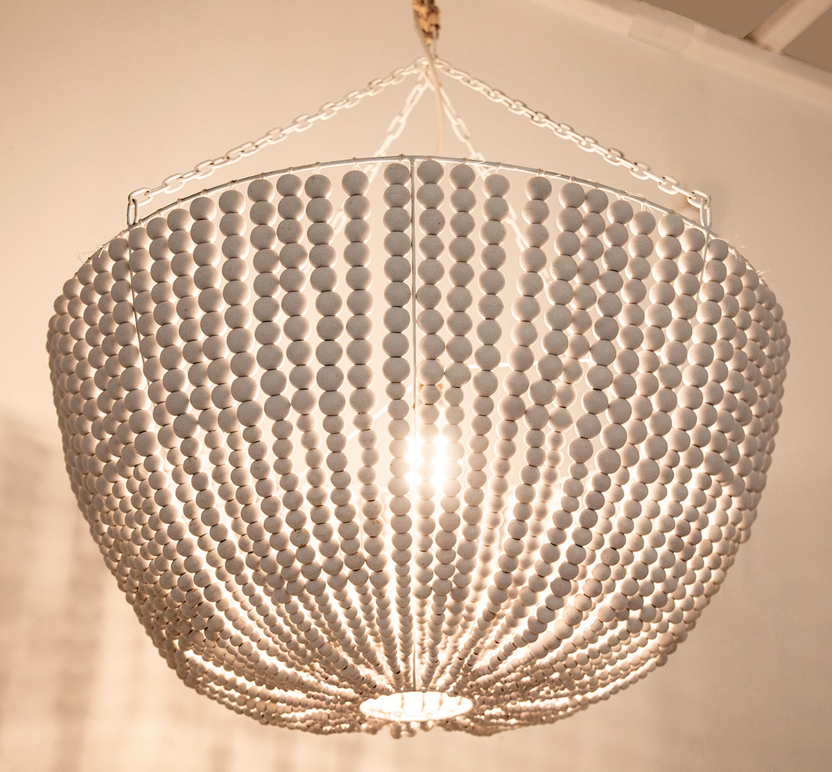 White Beaded Pendant Light.