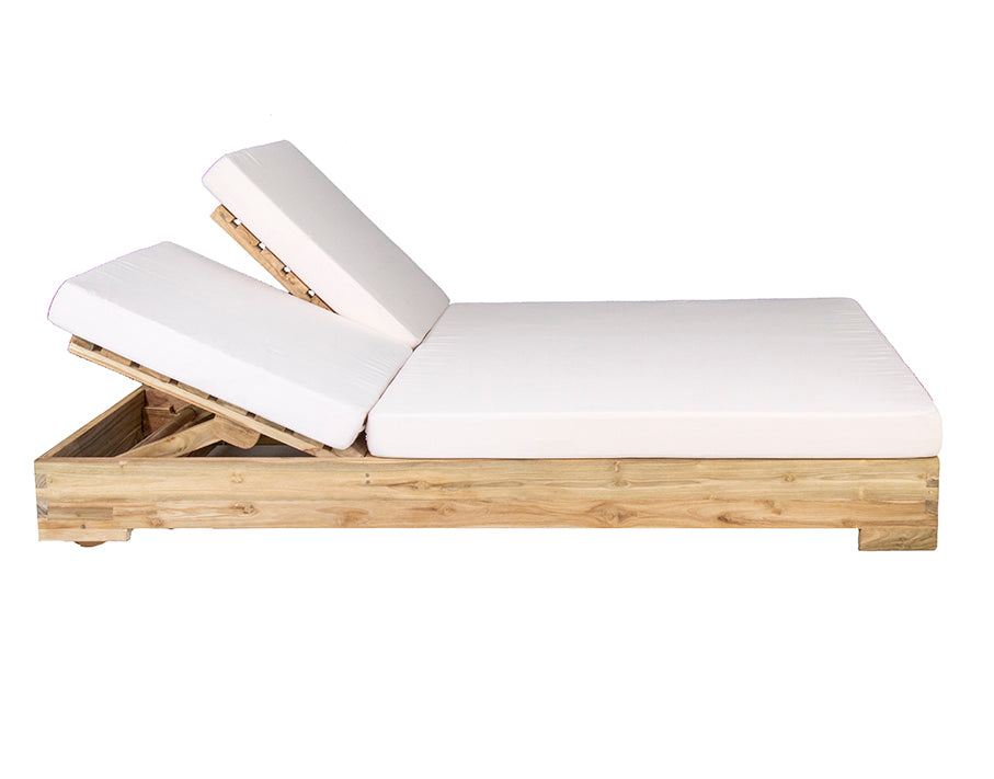 Banyu : Teak Outdoor Double Sunbed, Bleached