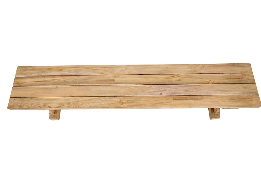 Piet : Carved Leg Recycled Teak Outdoor Bench Seat, Bleached 250cm