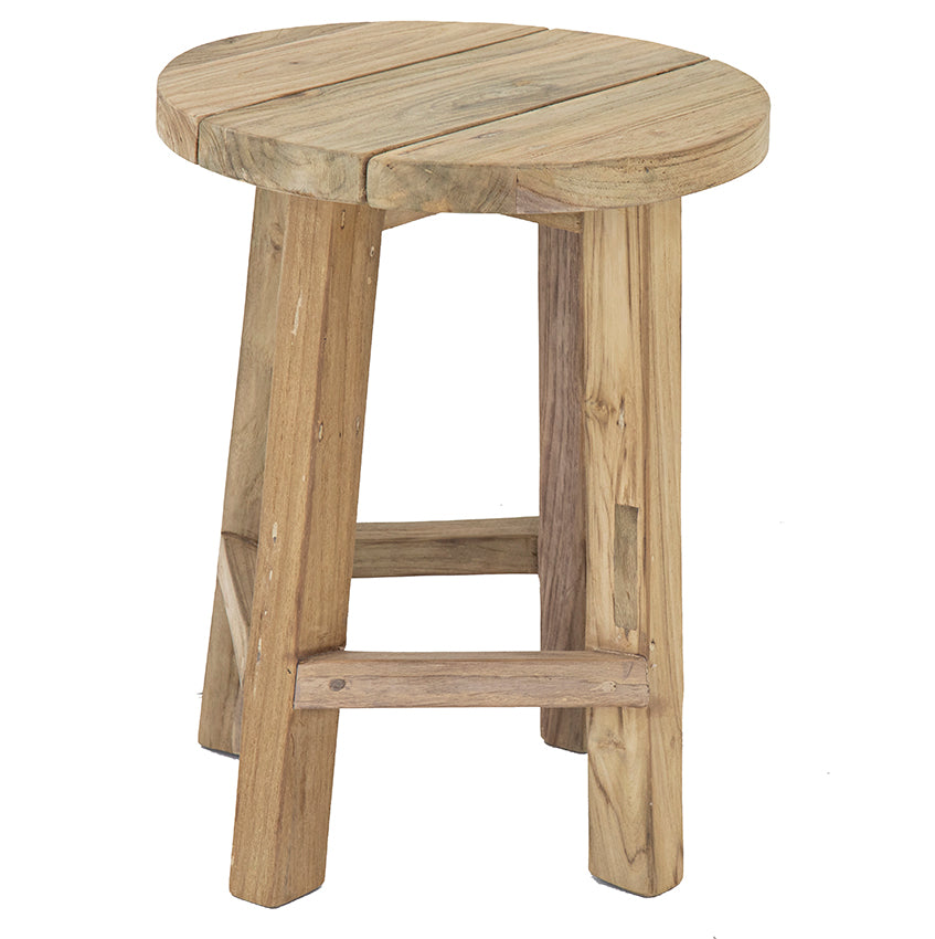 Murni : Low Round Stool Recycled Teak, Natural