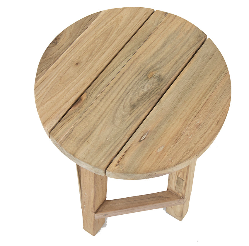 Murni : Low Round Stool Recycled Teak, Natural
