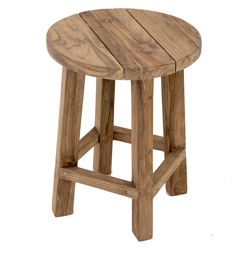Murni : Low Round Stool Recycled Teak, Natural