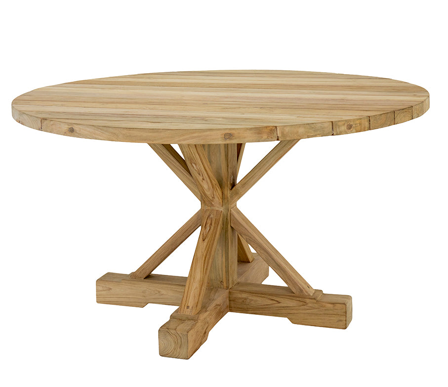 Budi :Teak Outdoor Round Dining Table Natural