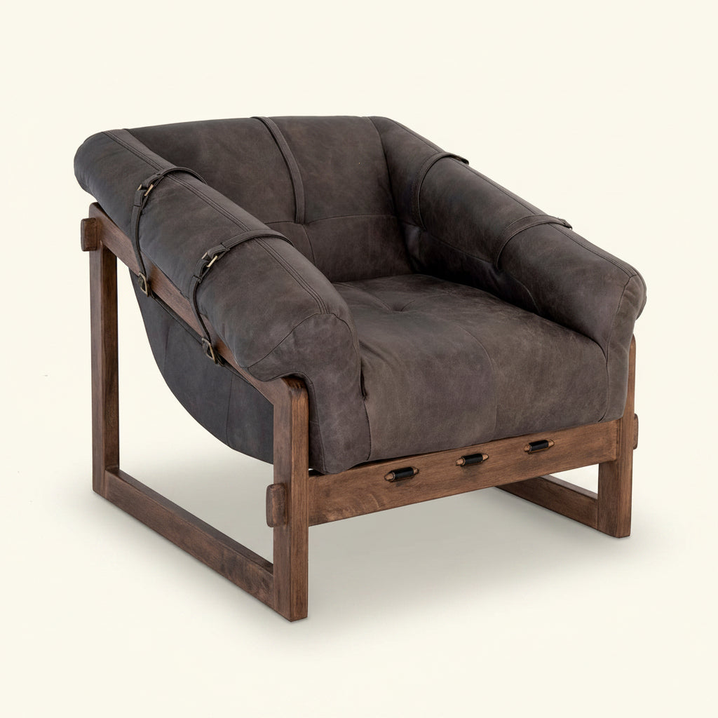 Miguel Leather Arm Chair, Ebony