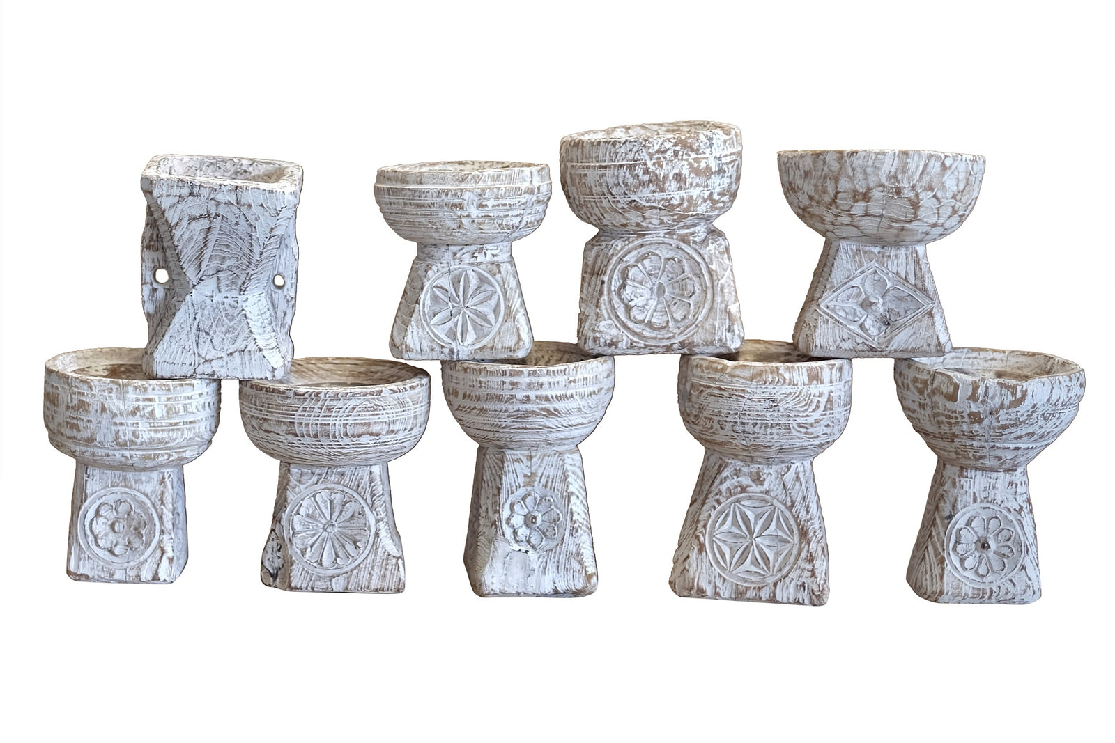 Deman : Old Seeder Candleholders, Whitewashed