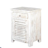 Indian Bedside Cabinet with Drawer, Whitewashed Right Hand Opening