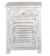 Indian Bedside Cabinet with Drawer, Whitewashed Right Hand Opening