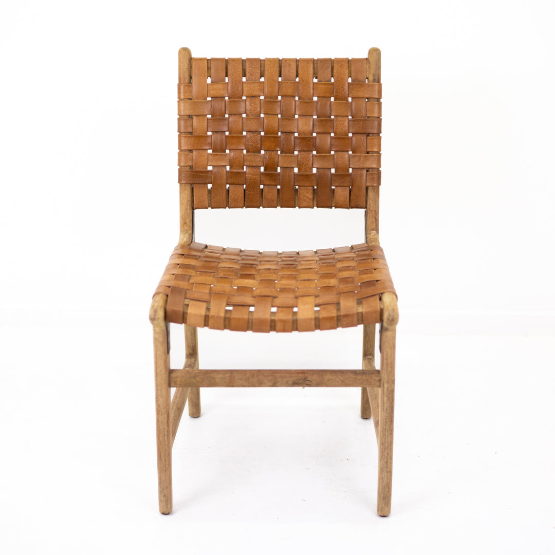 Sienna : Strap Leather Dining Chair, Antique Brown