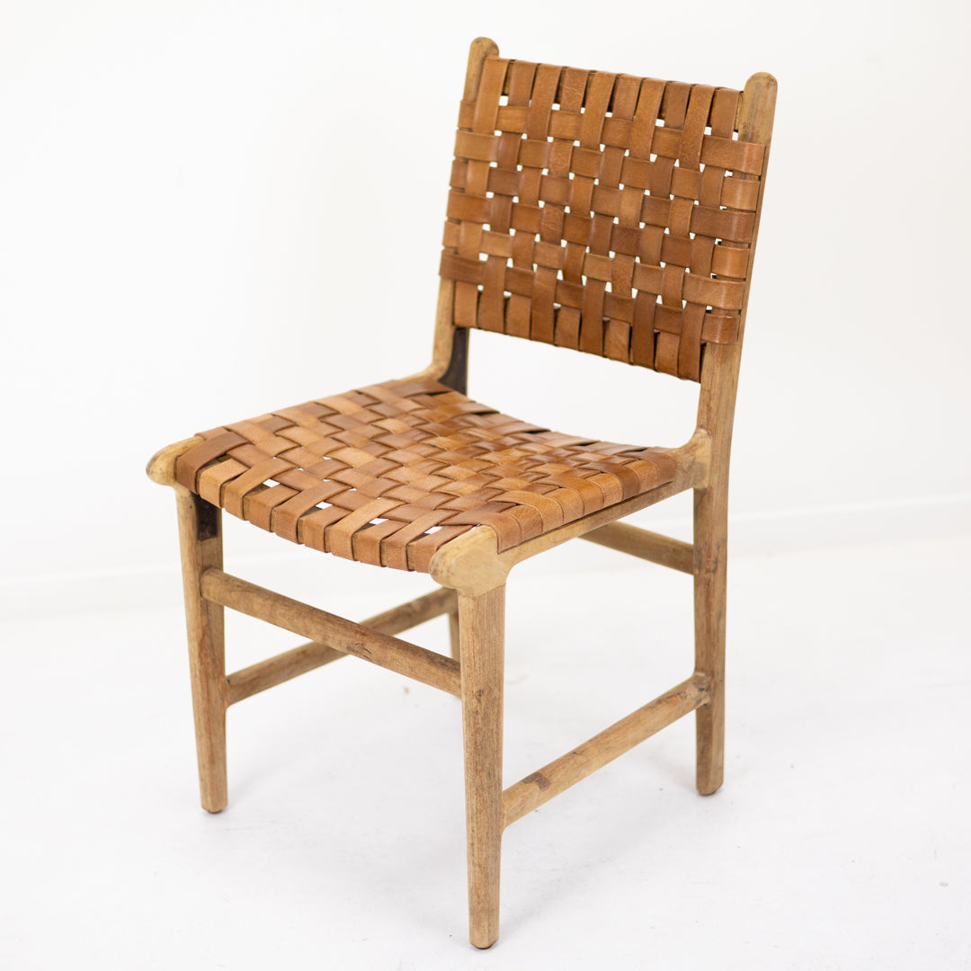 Sienna : Strap Leather Dining Chair, Antique Brown