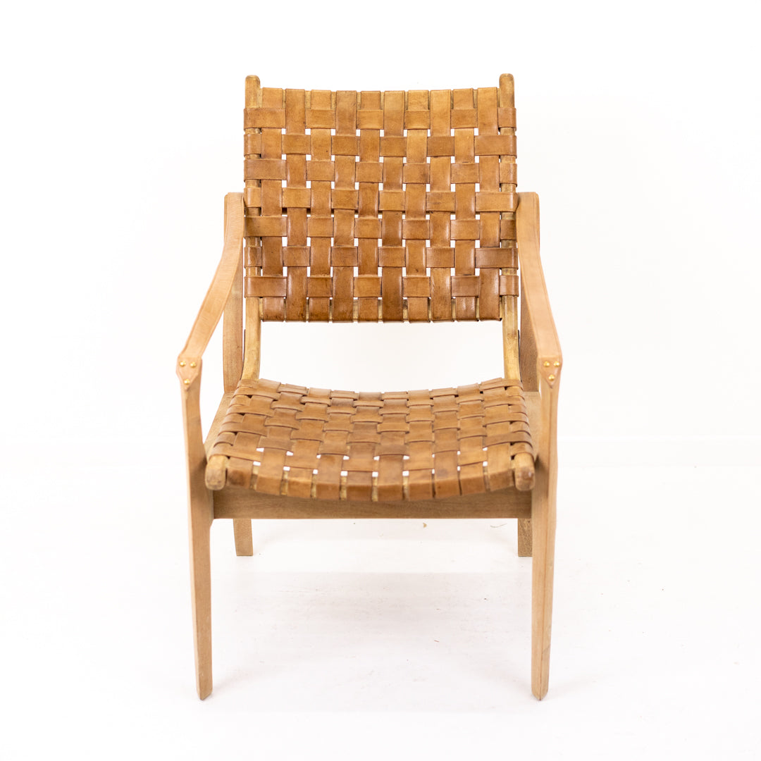 Sienna : Strap Leather Chair, Antique Brown