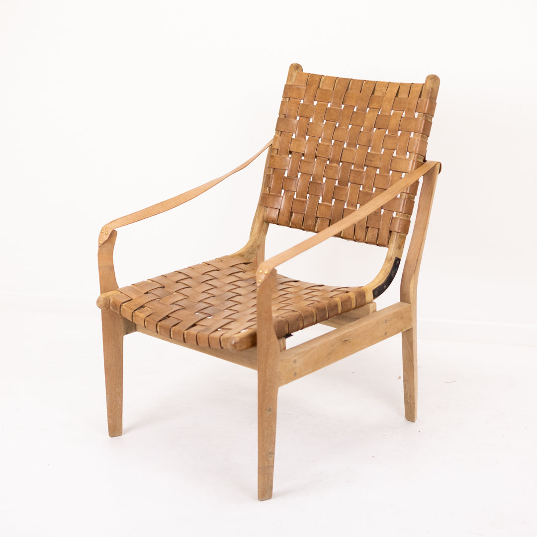 Sienna : Strap Leather Chair, Antique Brown