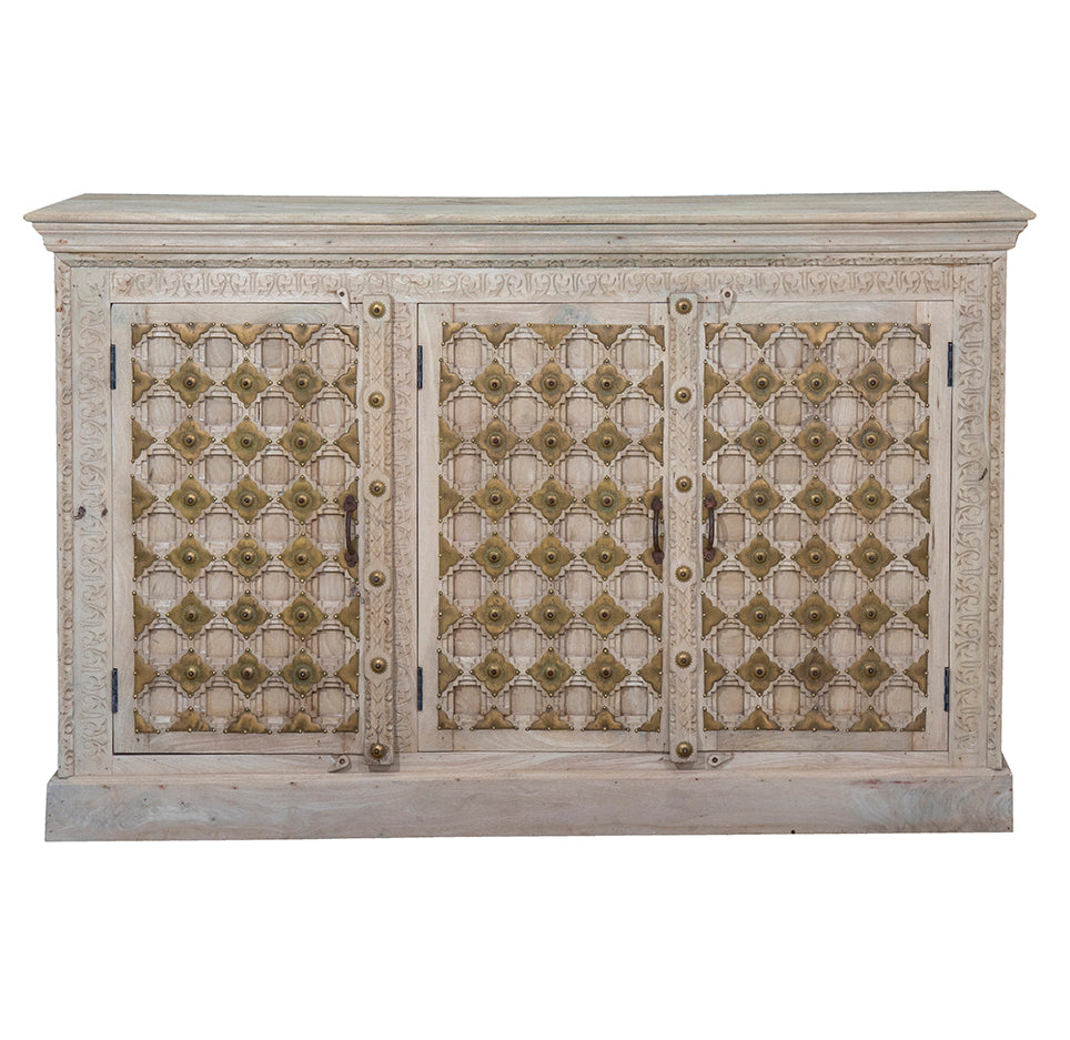 Lajita : Whitewashed Three Door Cabinet