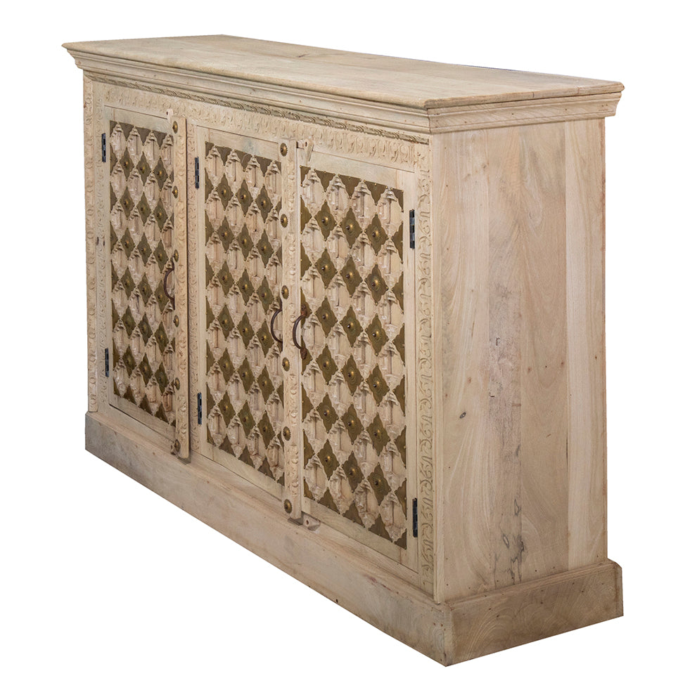 Lajita : Whitewashed Three Door Cabinet