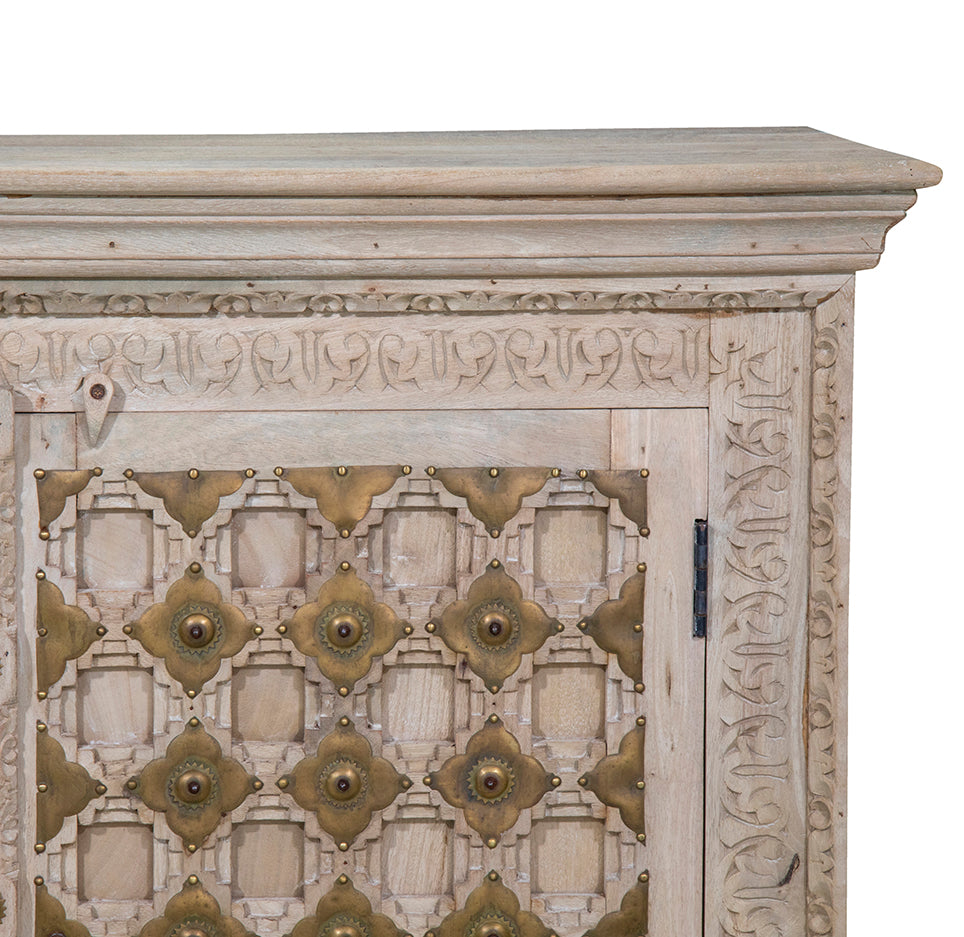 Lajita : Whitewashed Three Door Cabinet