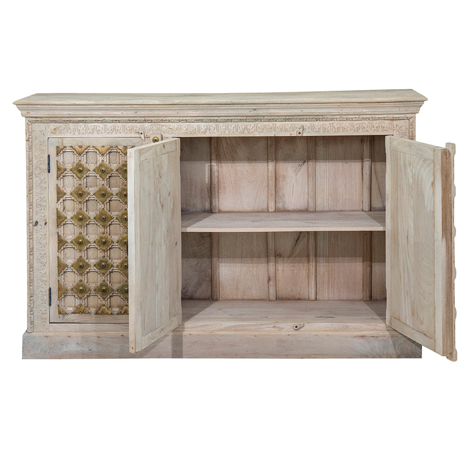 Lajita : Whitewashed Three Door Cabinet