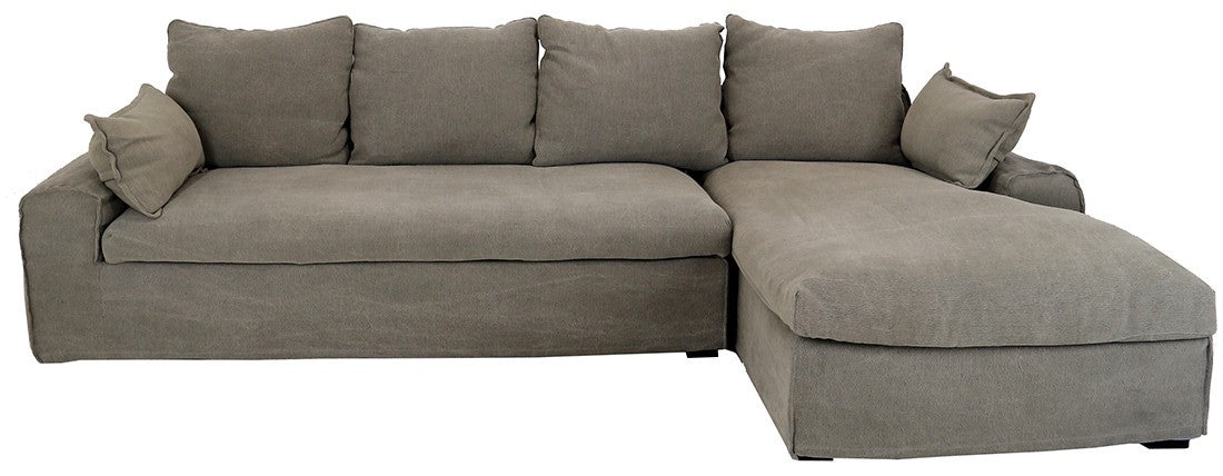 Senja : Taupe Slip Cover Sofa, Right Hand Chaise