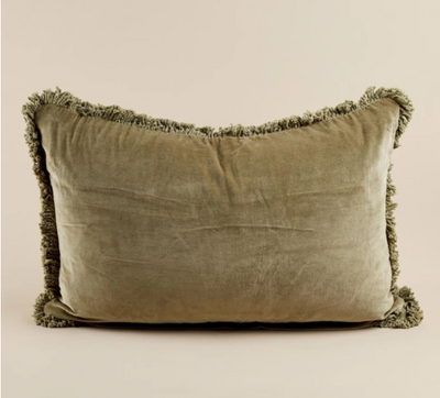 Velvet Lumber Cushion - Olive