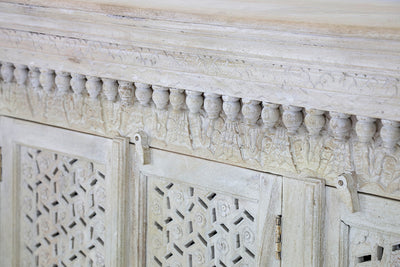 'Mahin' Ornate Carved Front Three Door Sideboard