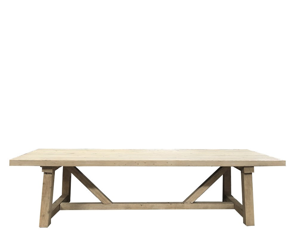 'Benjamin' Farmhouse Dining Table 3m, Bleached | OUTLET
