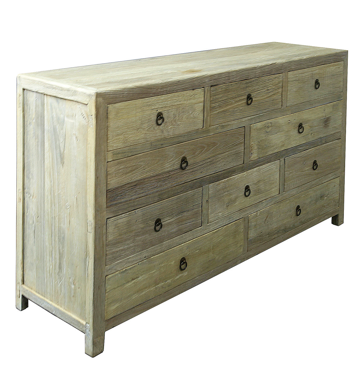 Cerina : Recycled Pine 10 Drawer Chest, Bleached
