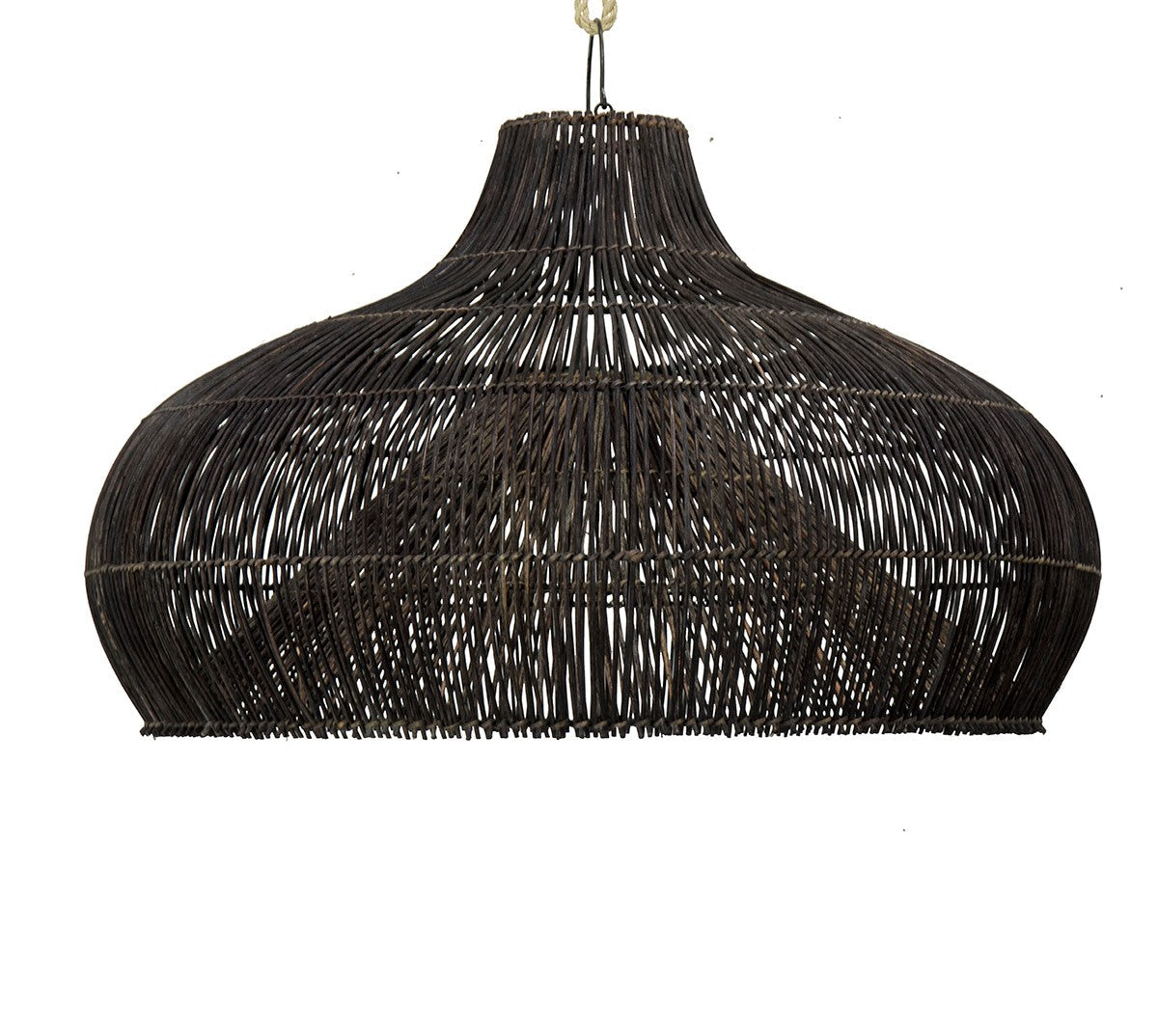 Pesci : Fish Trap Rattan Wide Pendant, Black