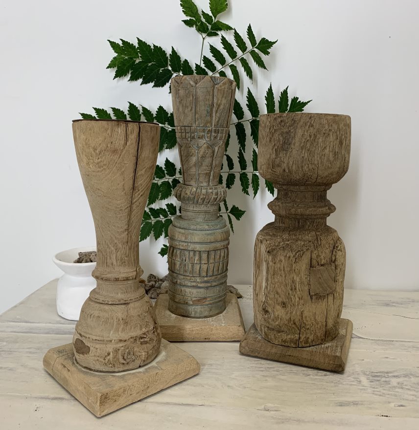 Ashane : Carved Indian Candle Holder, Assorted Short