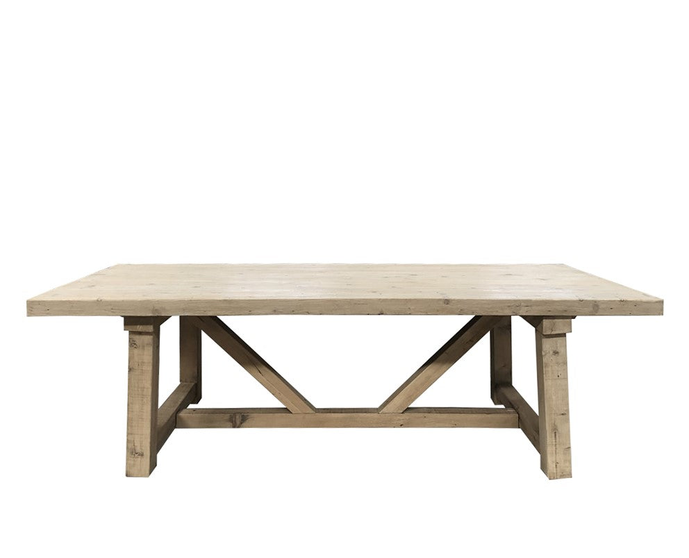 'Benjamin' Farmhouse Dining Table 3m, Bleached | OUTLET