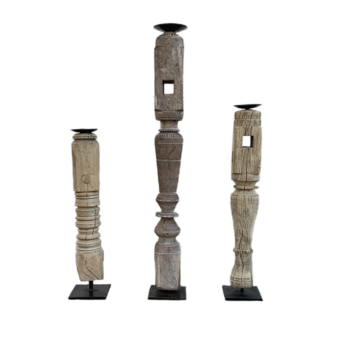Caro : Carved Indian Candle Holder, Assorted Tall