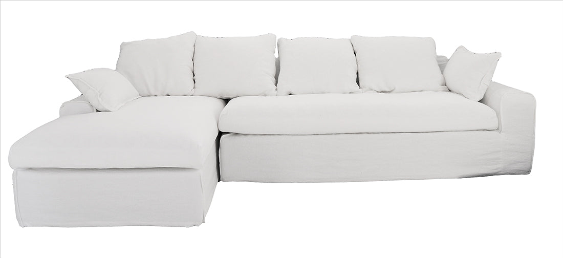 Senja : Linen Corner Sofa, White Right hand chaise