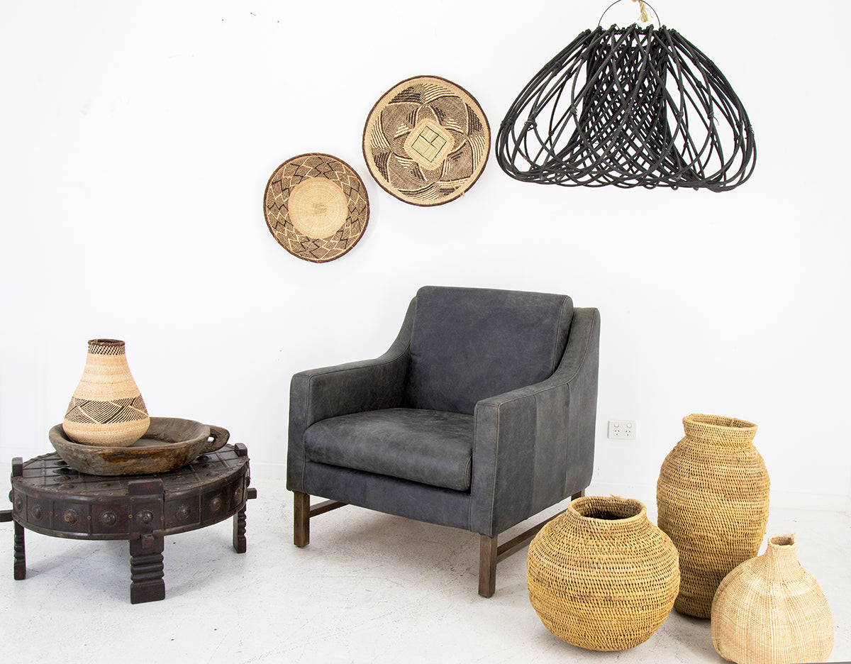 Giorgio : Leather Arm Chair, Lead