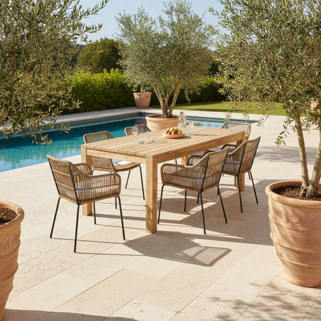Mustika : Outdoor Dining Table, Bleached