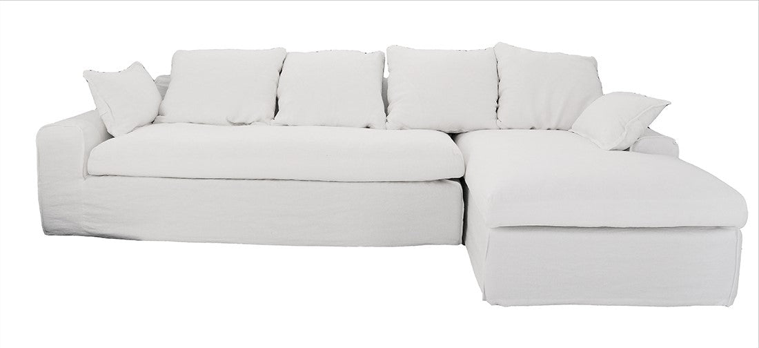 Senja : Linen Corner Sofa, White Right hand chaise